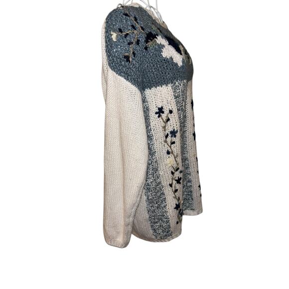 Vintage 90s Shenanigans Hand Knit Floral Front Sweater Womens Size: Small - Picture 4 of 7